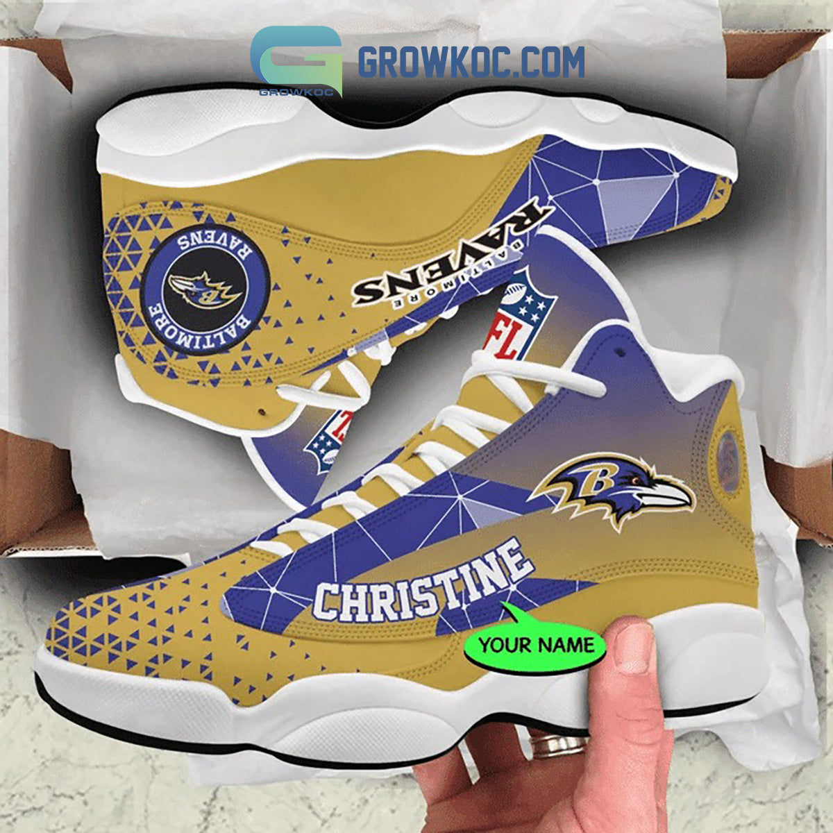 Kirklynnagency Baltimore Ravens AJ13 Sneakers Shoes For Men And Women 8 (2)