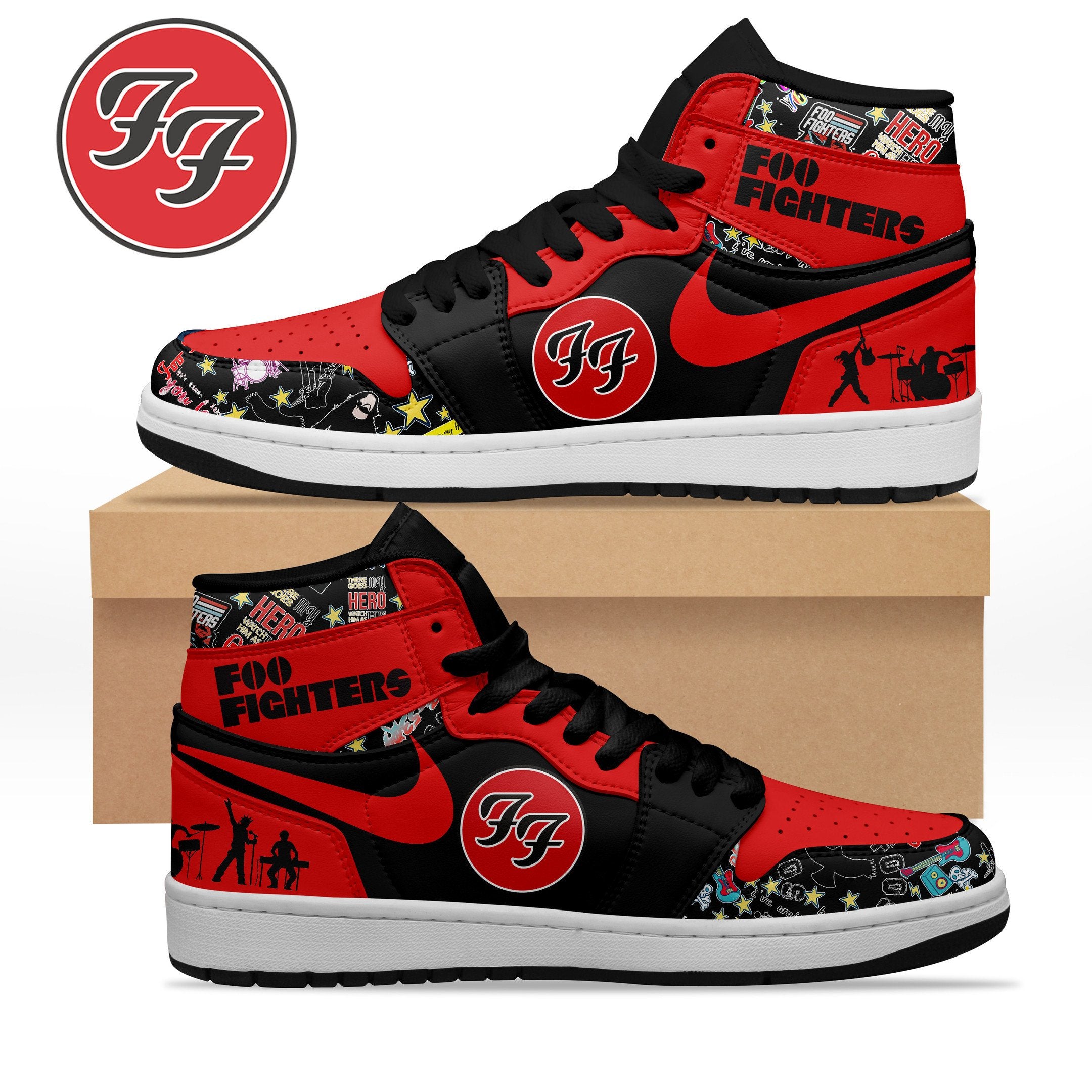 Kirklynnagency Foo Fighters AJ1 High Sneakers Shoes For Men And Women 11 (1)