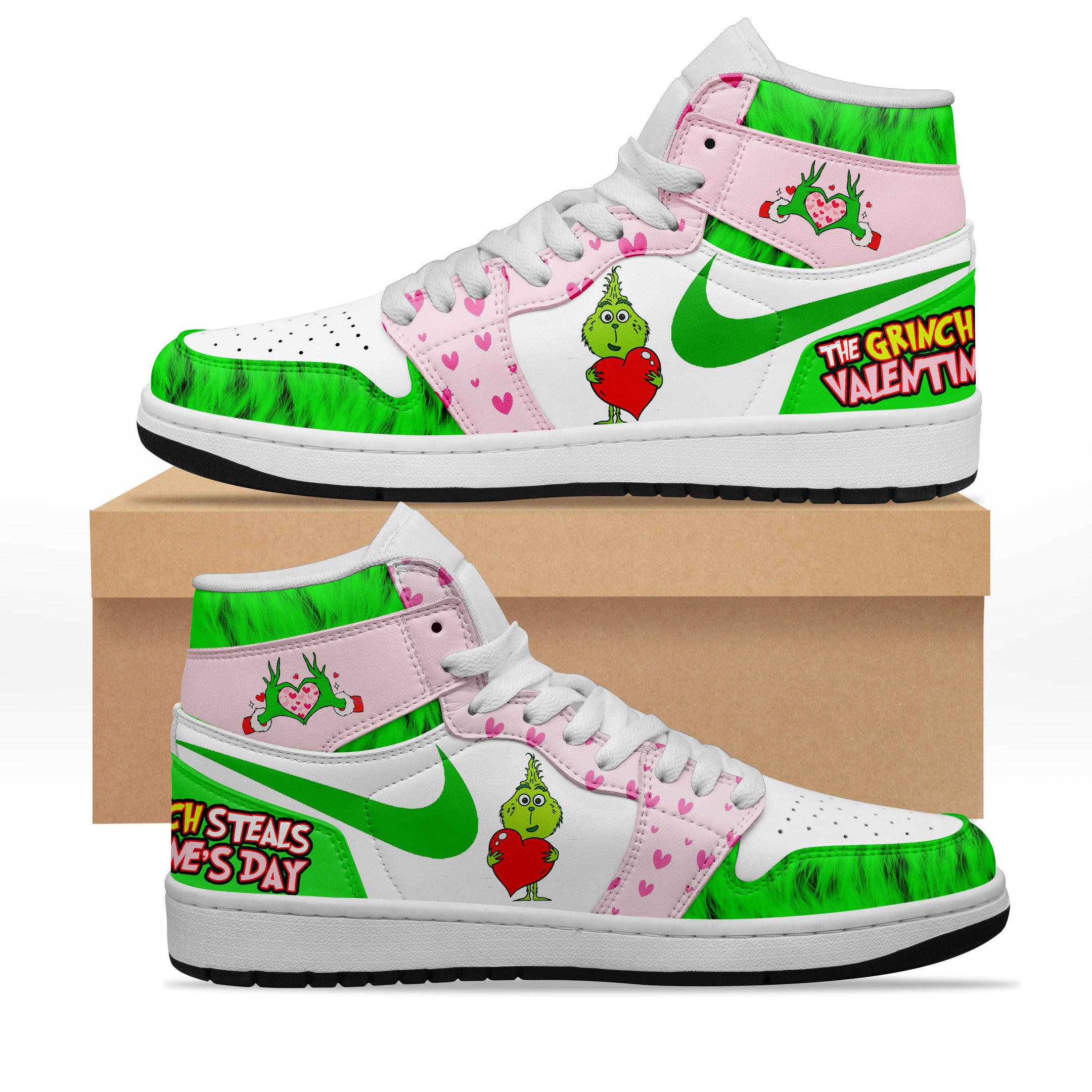 Kirklynnagency The Grinch AJ1 High Sneakers Shoes For Men And Women (1)