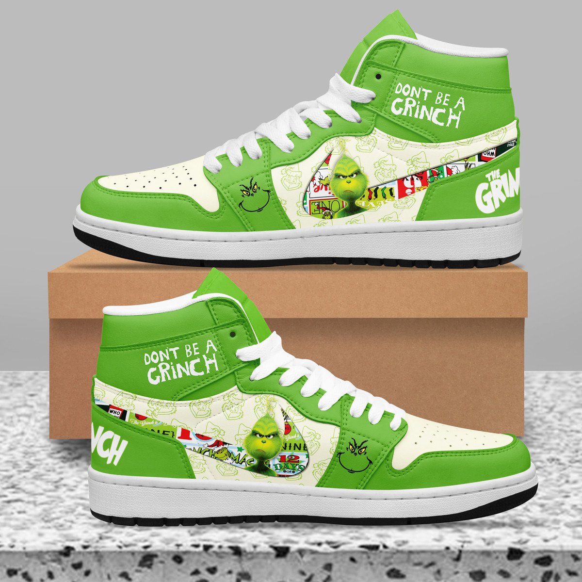 Kirklynnagency The Grinch AJ1 High Sneakers Shoes For Men And Women (2)