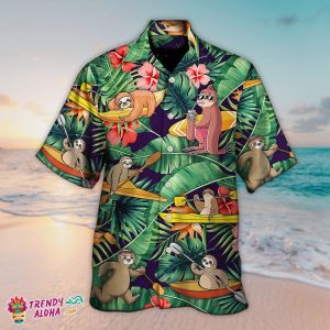 3D Kayaking Sloth Funny Summer Beach Men’s Hawaiian Shirt