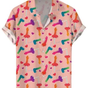 3D Printed Funny Men’s Hawaiian Shirt for Pool Party Vintage