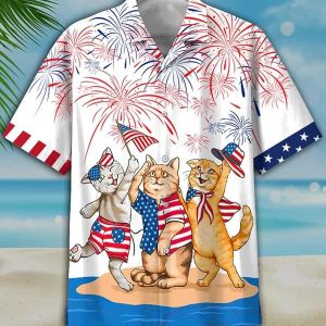 4th Of July Cat Hawaiian Shirt Independence Day