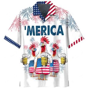 4Th Of July Trendy Hawaiian Shirt – Chicken Beer Trendy Hawaiian Shirt