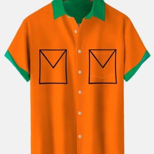 90’s Retro Funny Cartoon Men’s Hawaiian Shirt Art Pocket Men’s Short Sleeve Hawaiian Shirt