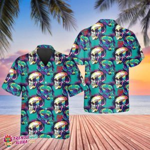 Abstract Blue Skull Art Summer Beach Bachelor Party Hawaiian Shirt