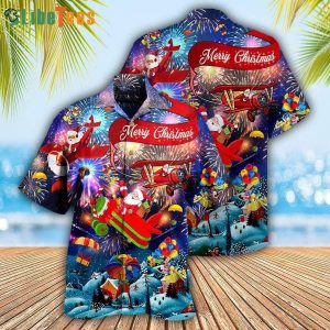 Airplane Santa Merry Christmas Men’s Hawaiian Shirt