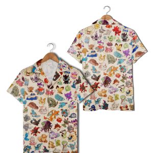 All-Over Print Men’s Pokemon Hawaiian Shirt KLA Beach Set Family Vacation Outfits