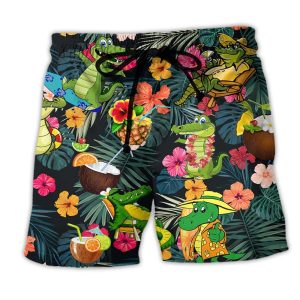 Alligator Bite You Later Funny Trendy KLA Hawaiian Beach Shorts