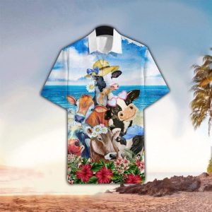 KLA Hawaiian Shirt with Cute Cows Theme for Men