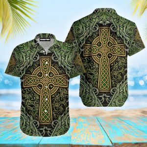 Amazing Celtic Cross St Patrick Green Hawaiian Shirt