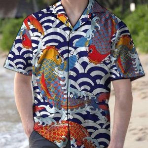 Amazing Koi Fish 3D All Over Printed Trendy Hawaiian Shirt, Beach Party Matching Shirt For Men/Women, Funny Trendy Hawaiian Shirt, Best Gifts For Men.