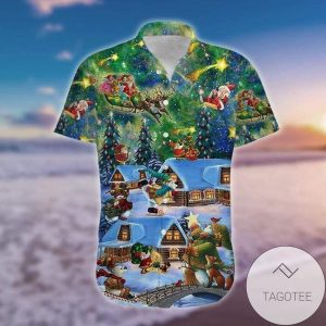 Amazing Magic Christmas Night Green Blue Galaxy Hawaiian Shirt