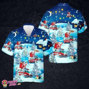 Ambulance Santa Festive Christmas Themed Hawaiian Beach Shirt