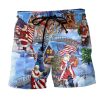 America Christmas Patriotic Santa Claus Trendy KLA Hawaiian Beach Shorts
