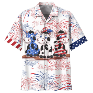 America Cow Background Design Trendy Hawaiian Shirt, Trendy Hawaiian Shirt Men
