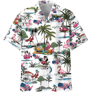 America Flamingo Style Trendy Hawaiian Shirt