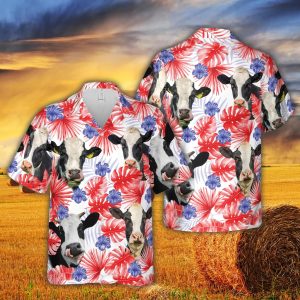 American Colors Holstein Friesian Cattle Trendy Hawaiian Shirt, Cow Trendy Hawaiian Shirt, Summer Gifts For Men And Women