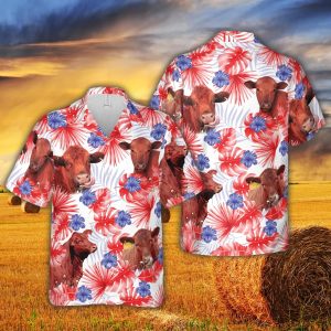 American Colors Red Angus Trendy Hawaiian Shirt, Cow Trendy Hawaiian Shirt, Summer Gifts For Men And Women