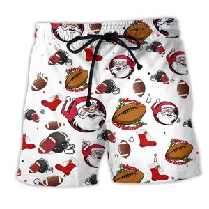 American Football Merry Christmas Santa Trendy KLA Hawaiian Beach Shorts