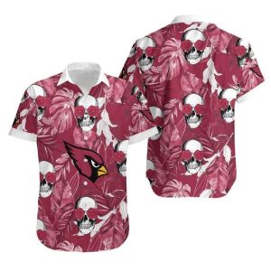 Arizona Cardinals Coconut Leaves And Skulls Hawaii Shirt And Shorts Summer Collection