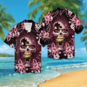 Arizona Cardinalsskull Short Sleeve Button Up Tropical Hawaiian Shirt VER01
