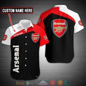 Arsenal Fc Custom Name Black Red Hawaiian Shirt