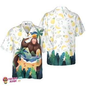 Artistic Bigfoot On The Beach Hawaiian Shirts For Men, Sasquatch Shirts