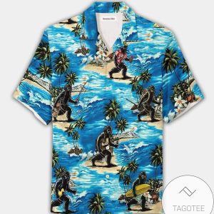 Artistic Bigfoot Surfing On The BeacSummer Tropical Unisex Hawaiian Shirts