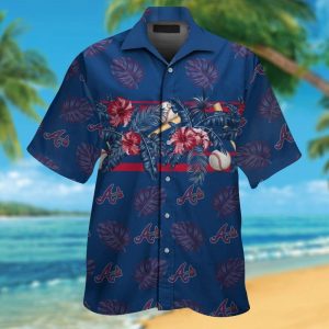 Atlanta Braves Tropical Hawaiian Exclusive Design Short Sleeve Button Up Shirt