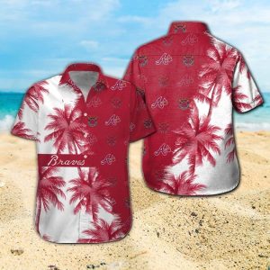 Atlanta Braves Tropical Hawaiian Short Sleeve Button Up Shirt