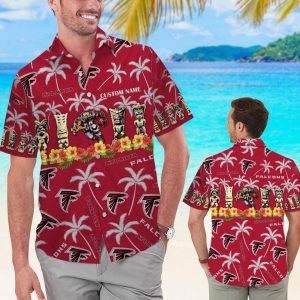 Atlanta Falcons Name Personalized Short Sleeve Button Up Tropical Hawaiian Shirt
