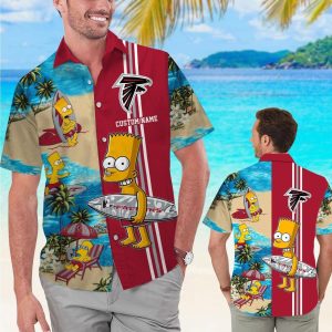 Atlanta Falcons Simpsons Name Personalized Short Sleeve Tropical Hawaiian Shirt