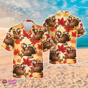 Autumn Turkey & Maple Leaves Thanksgiving Hawaiian Shirt