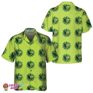 Avocado On Light Green Hawaiian Shirt, Funny Avocado Shirt, Short Sleeve Avocado Print Shirt