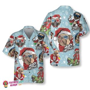 Awesome Xmas Pug Party Christmas Pug Hawaiian Shirt, Funny Christmas Gift For Pug Lover