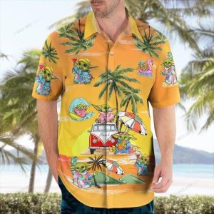 Baby Yoda Galactic Adventure Vibrant Hawaiian Top