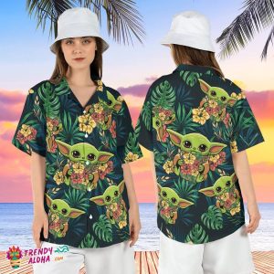 Baby Yoda Mandalorian Hibiscus Tropical Grogu Hawaii KLA Top