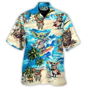 Baby Yoda Star Wars Surfing – Hawaiian Shirt For Men, Women, Kids