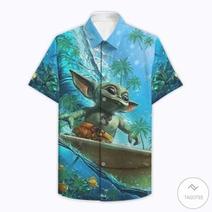 Baby Yoda Surfing Star Wars Hawaiian Shirt Look