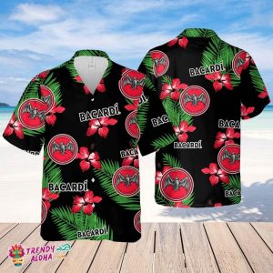 Bacardi Hawaiian Hibiscus Flower Pattern,Tropical Beach Shirt, Hawaiian Flower Shirt, Hawaiian Beer Shirt