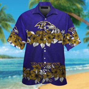 Baltimore Ravens Hawaiian Short Sleeve Tropical Shirt Button Up