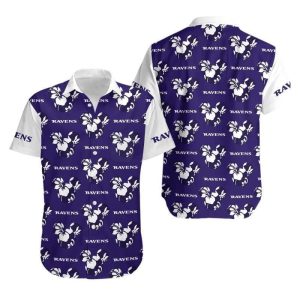 Baltimore Ravens Mickey And Flowers Hawaii Shirt And Shorts Summer Collection Trendy KLA