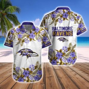 Baltimore Ravens Tropical Hawaiian Shirt Short Combo
