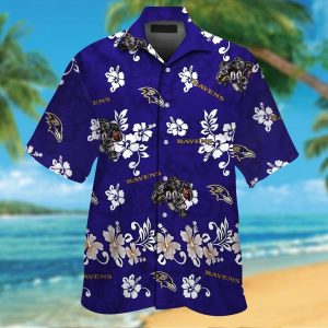Baltimore Ravens Tropical Hawaiian Short Sleeve Button Up Shirt