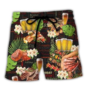 Barbecue Funny Bbq Beer Warning Bbq In Progress Bbq Zone Trendy KLA Hawaiian Beach Shorts