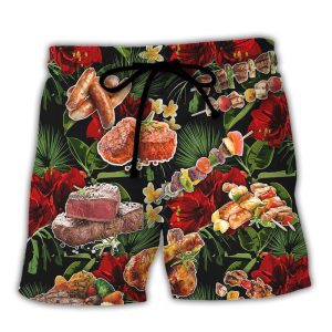 Barbecue Funny Bbq Meat Beer Once You Put My Meat In Your Mouth You’Re Going To Want To Swallow Trendy KLA Hawaiian Beach Shorts