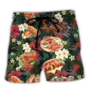 Barbecue Funny I Want A Hot Body But I Also Want Bbq Trendy KLA Hawaiian Beach Shorts