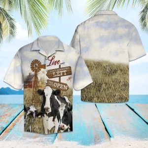 Barn And Windmill Cow In Farm Trendy Hawaiian Shirt