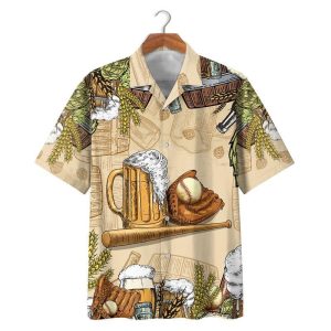 Baseball Beer Themed Hawaiian Shirt Unique Design